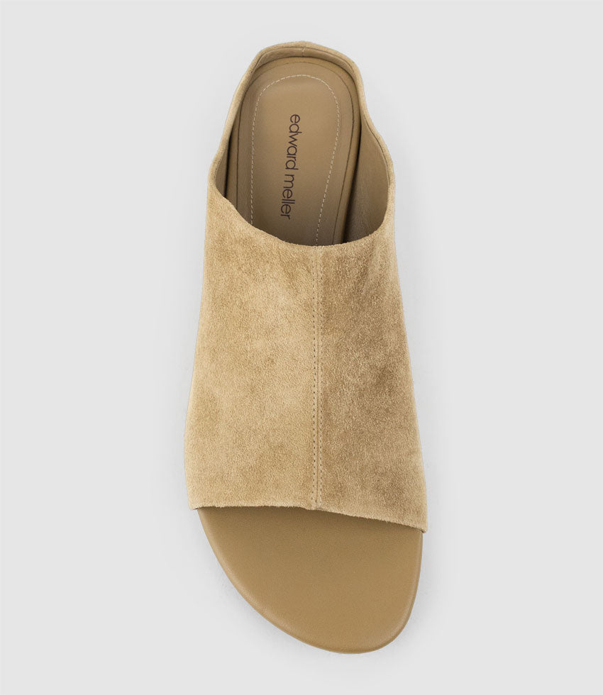 IRENA60 Heeled Mule in Taupe Suede
