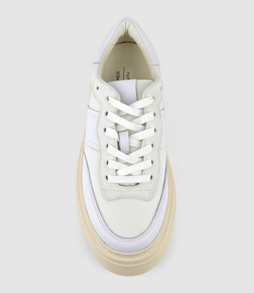 JASPER Retro Platform Sneaker in White - Edward Meller