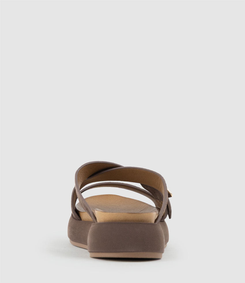 KACEY Crossover Slide on Unit in Chocolate Suede - Edward Meller