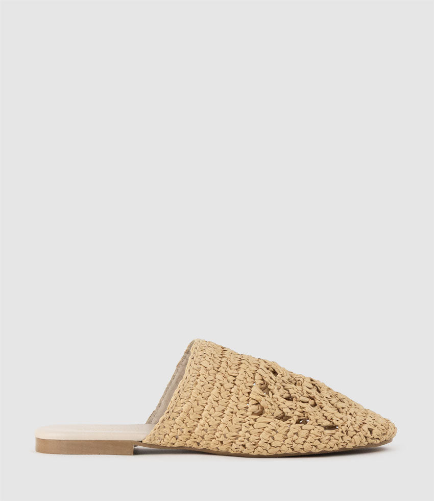 KAITLYN Raffia Closed Toe Slide in Beige