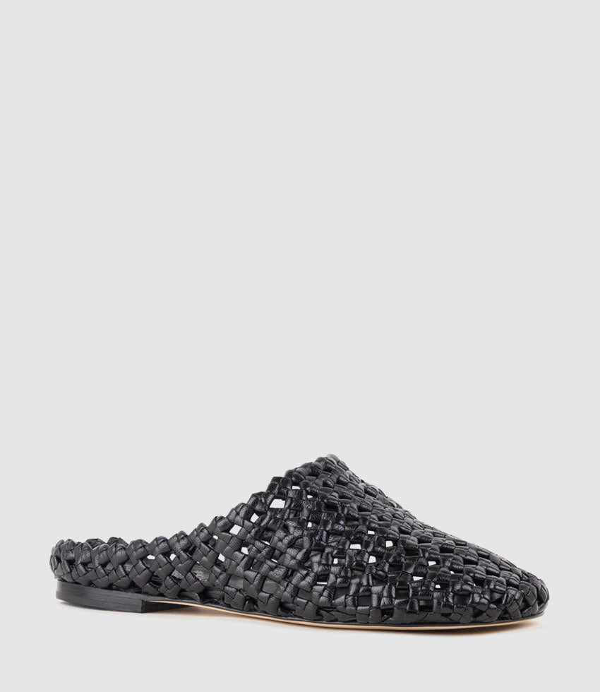 KALANI Woven Closed Toe Slide in Black