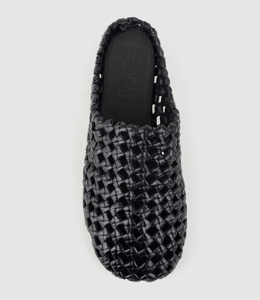 KALANI Woven Closed Toe Slide in Black