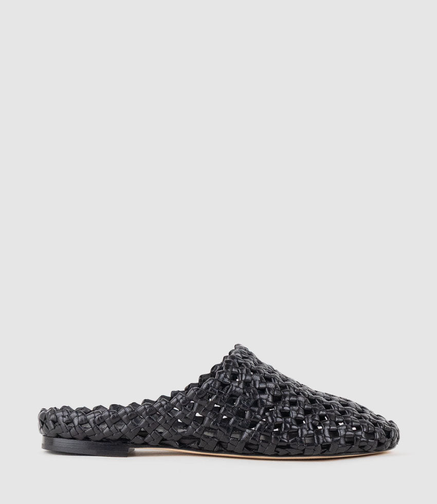 KALANI Woven Closed Toe Slide in Black
