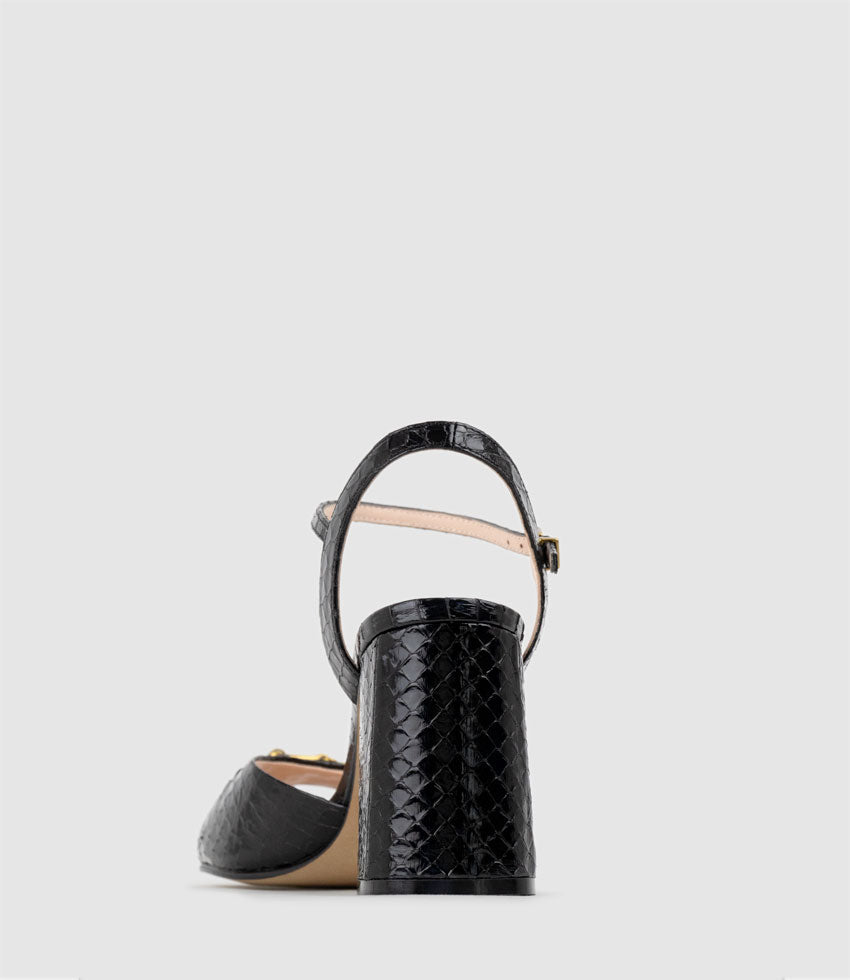 KATO85 Sandal with Horsebit in Black Snake