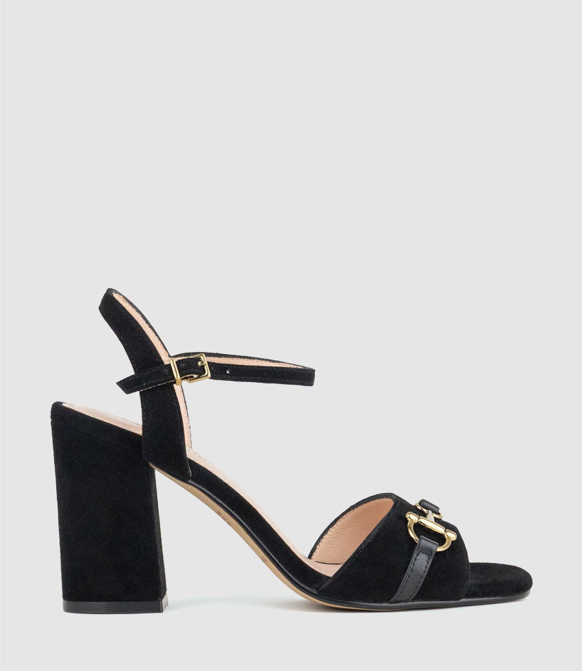 KYSAN85 Sandal with Asymmetrical Trim in Black Suede - Edward Meller