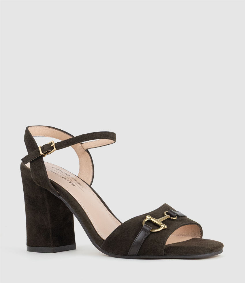 KYSAN85 Sandal with Asymmetrical Trim in Chocolate Suede - Edward Meller