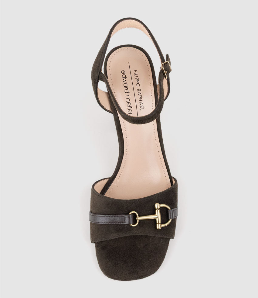 KYSAN85 Sandal with Asymmetrical Trim in Chocolate Suede - Edward Meller
