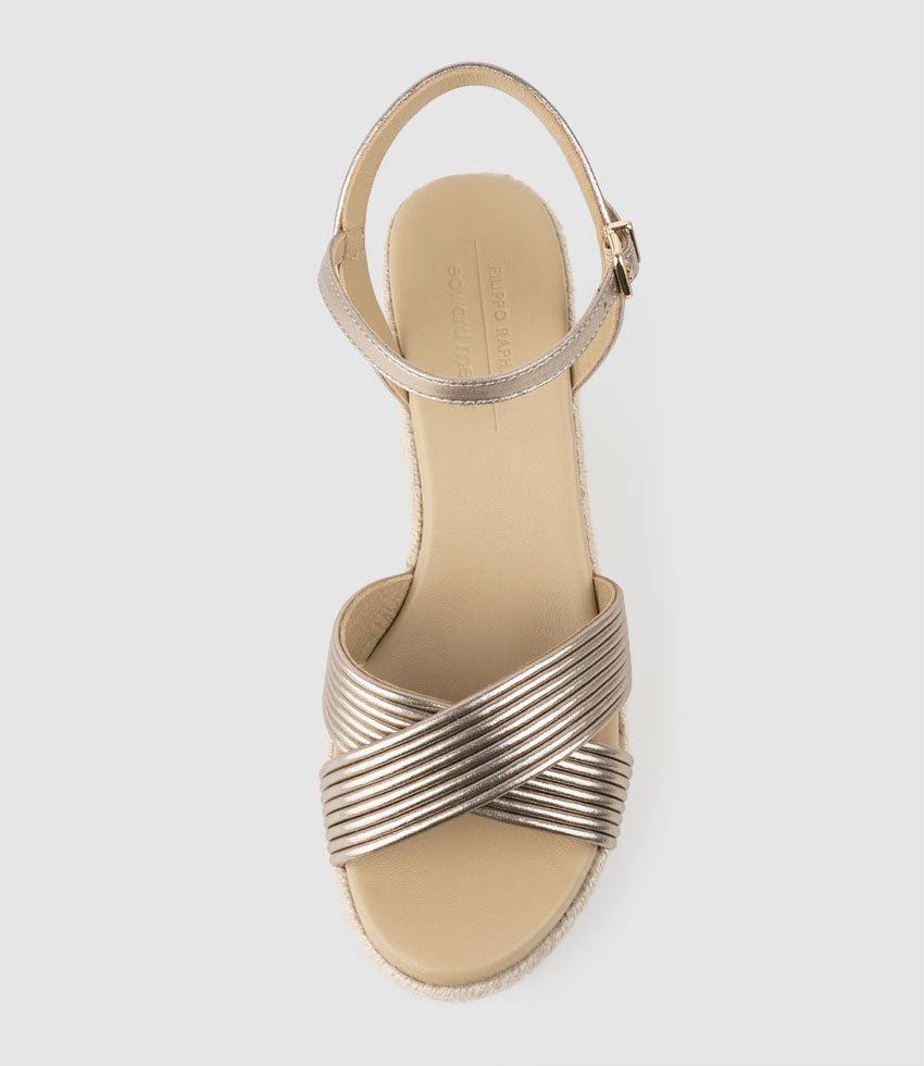 LASSO80 Tubed Strap Espadrille in Rosegold - Edward Meller