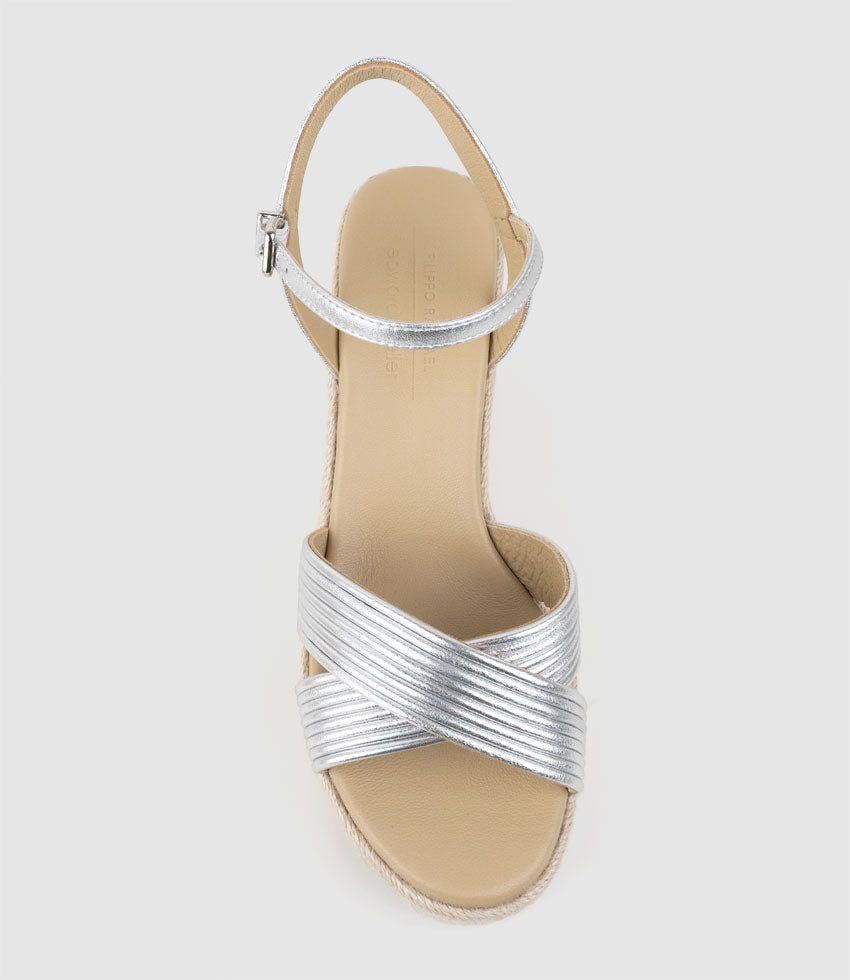 LASSO80 Tubed Strap Espadrille in Silver - Edward Meller
