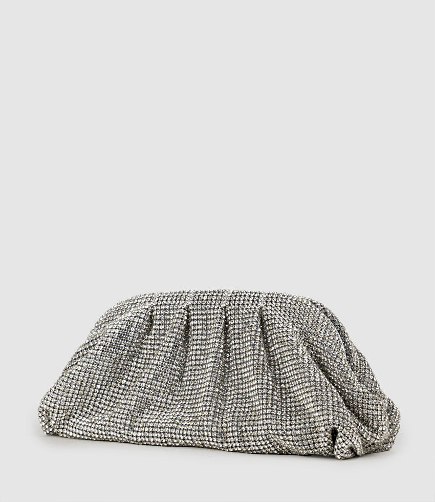 NADINE Crystal Clutch in Silver - Edward Meller