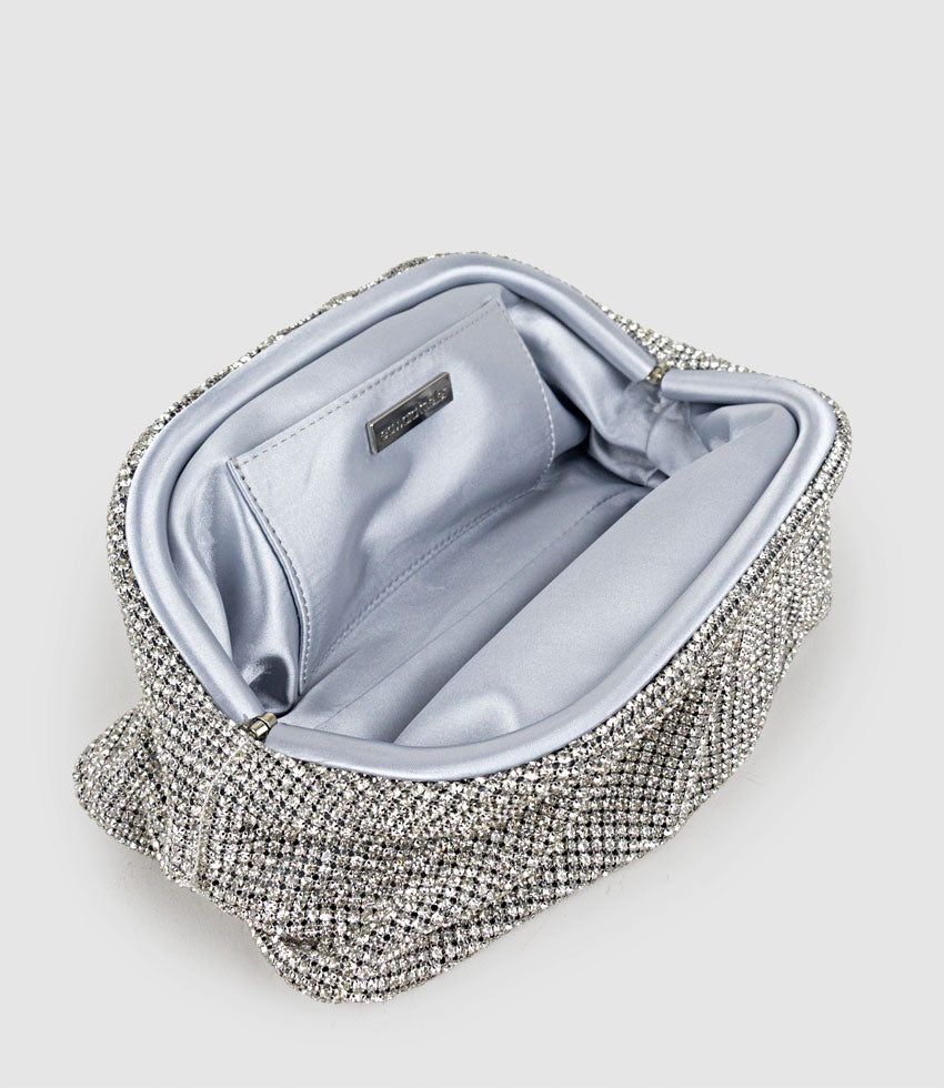 NADINE Crystal Clutch in Silver - Edward Meller