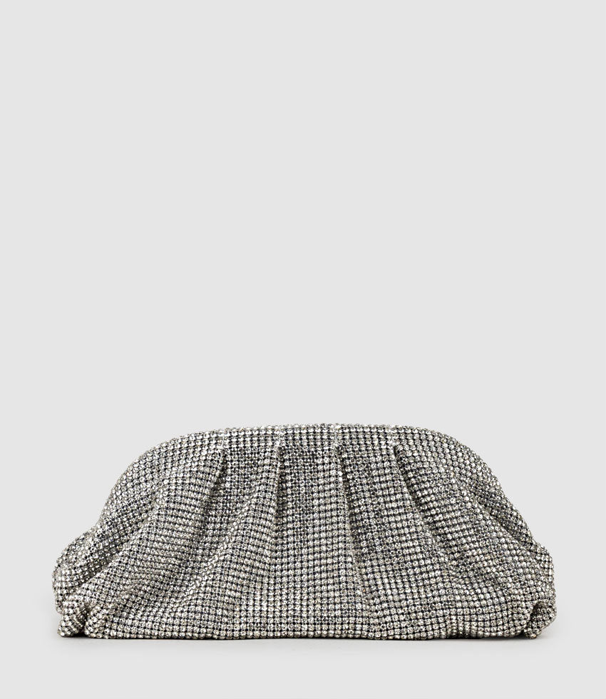 NADINE Crystal Clutch in Silver - Edward Meller