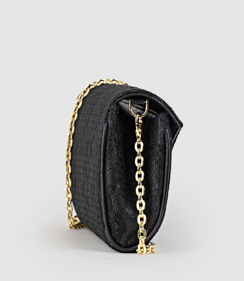 NAIA Foldover Clutch in White Lace - Edward Meller