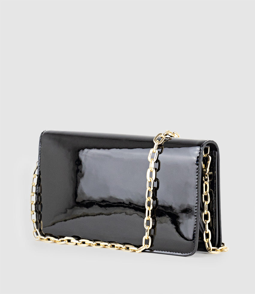 NYX Evening Bag in Black Patent - Edward Meller