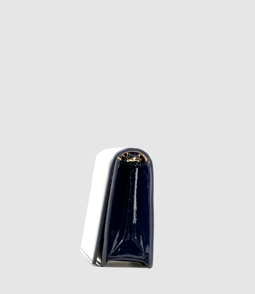 NYX Evening Bag in Navy Patent - Edward Meller