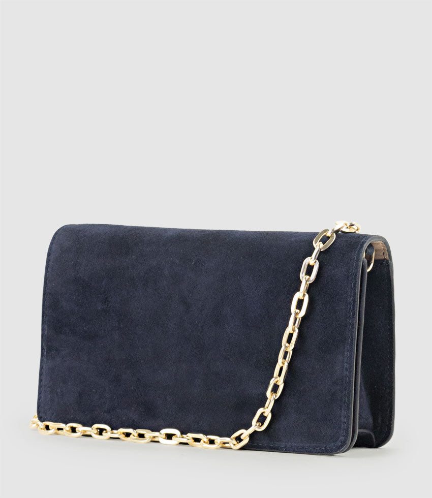 NYX Evening Bag in Navy Suede - Edward Meller