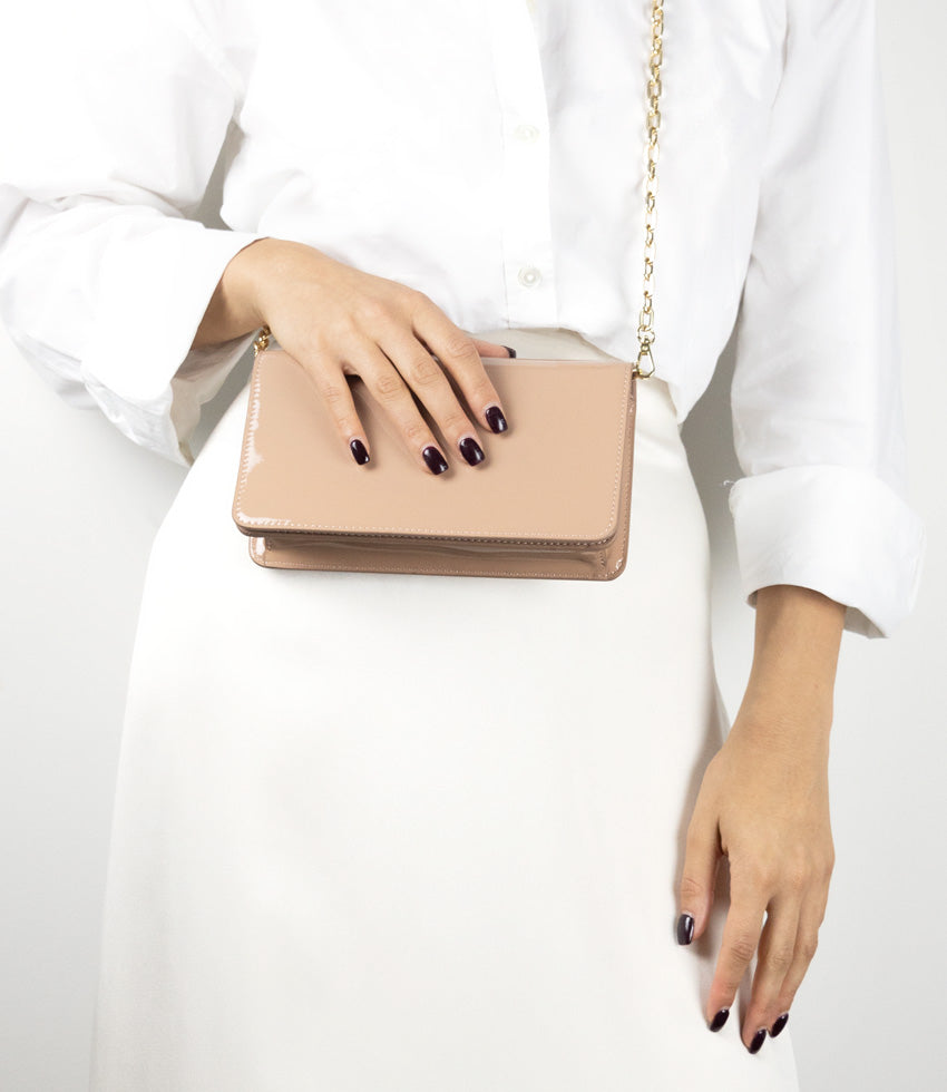 NYX Evening Bag in Nude Patent - Edward Meller