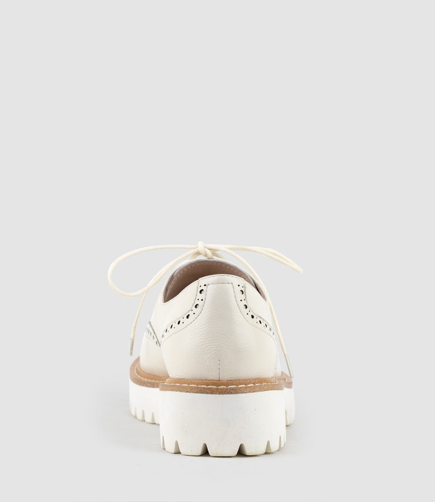 PAIGE Lace Up on Chunky Sole in Cream - Edward Meller