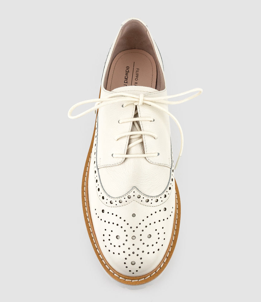 PAIGE Lace Up on Chunky Sole in Cream - Edward Meller