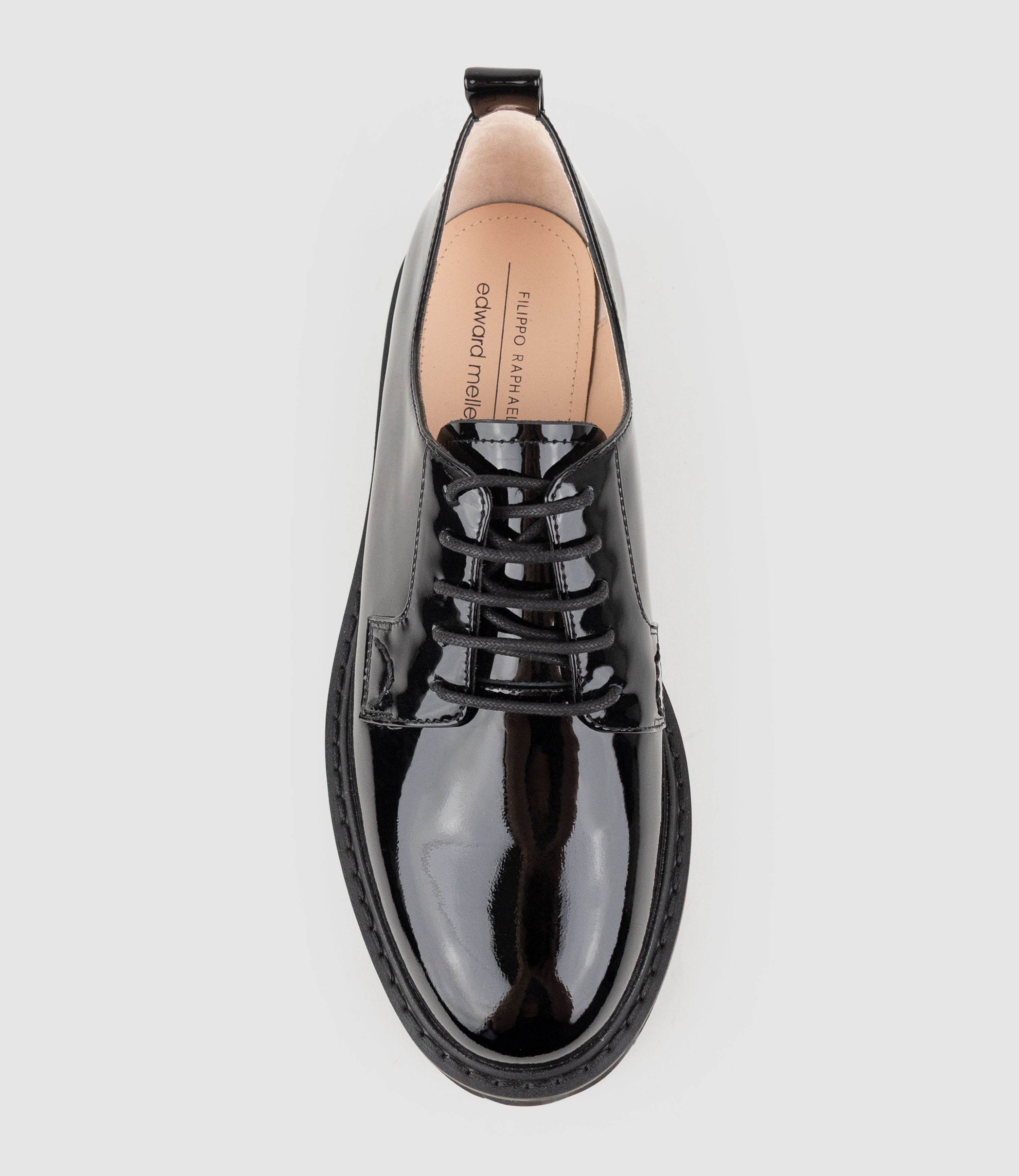 PATEO Lace Up on Chunky Sole in Black Patent - Edward Meller
