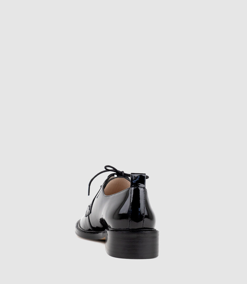 PERCY30 Lace Up in Black Patent - Edward Meller
