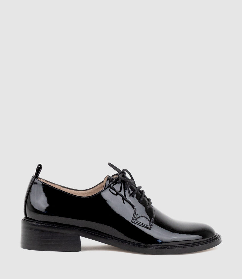 PERCY30 Lace Up in Black Patent - Edward Meller