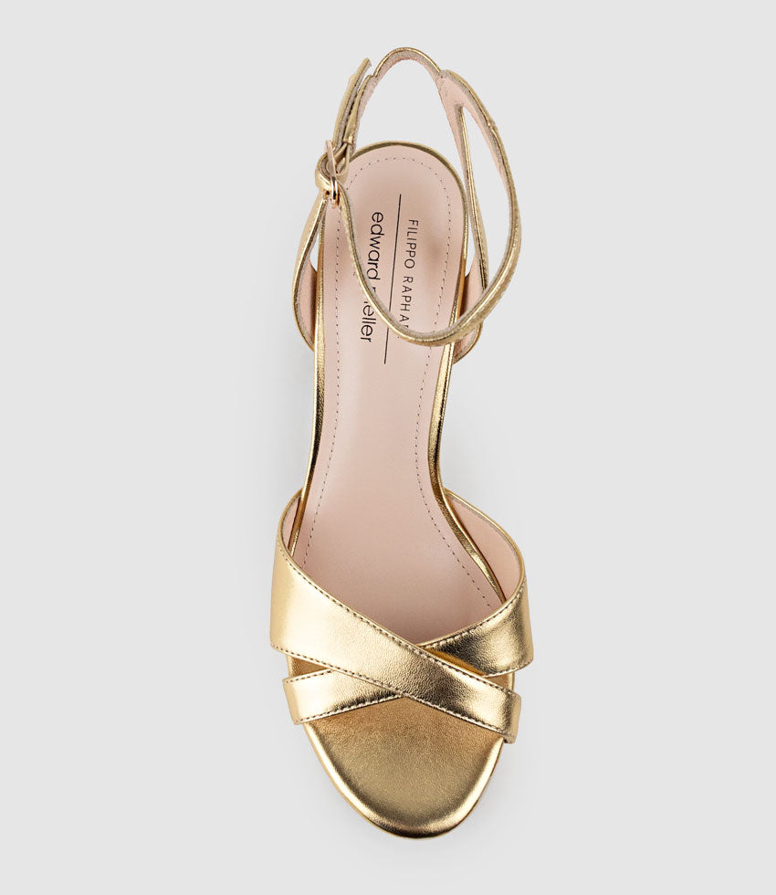 RACHEL125 Crossover Platform Sandal in Aged Gold