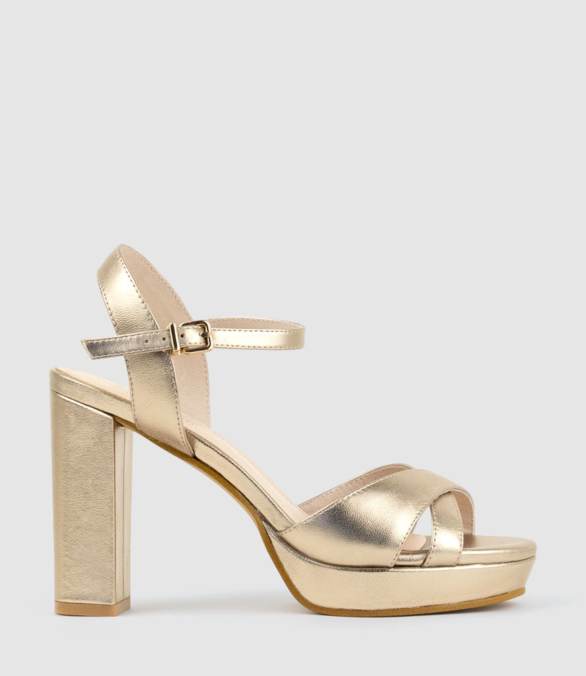 RENATA100 Crossover Platform Sandal in Rosegold - Edward Meller