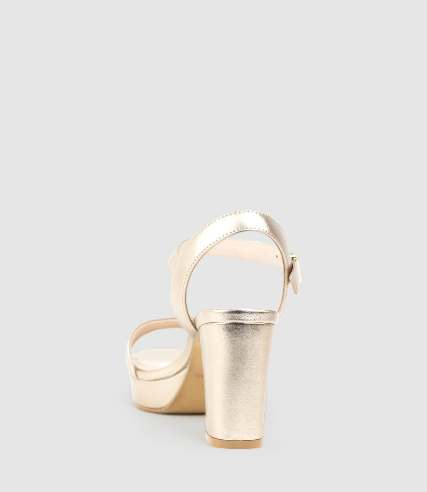 ROWAN80 Asymmetrical Platform Sandal in Rosegold - Edward Meller