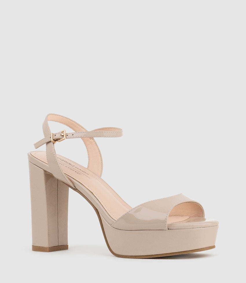 ROYAL100 Platform Sandal in Blush Patent - Edward Meller