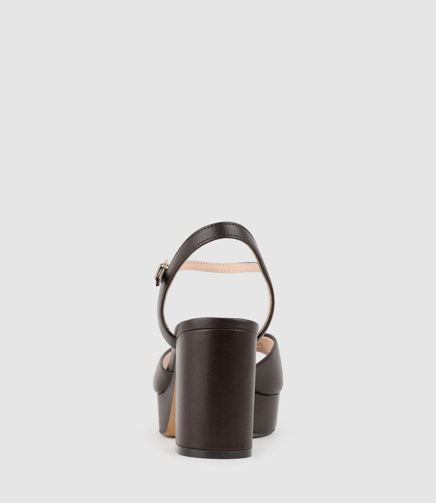 RULIA80 Platform Sandal with Trim in Chocolate Calf - Edward Meller
