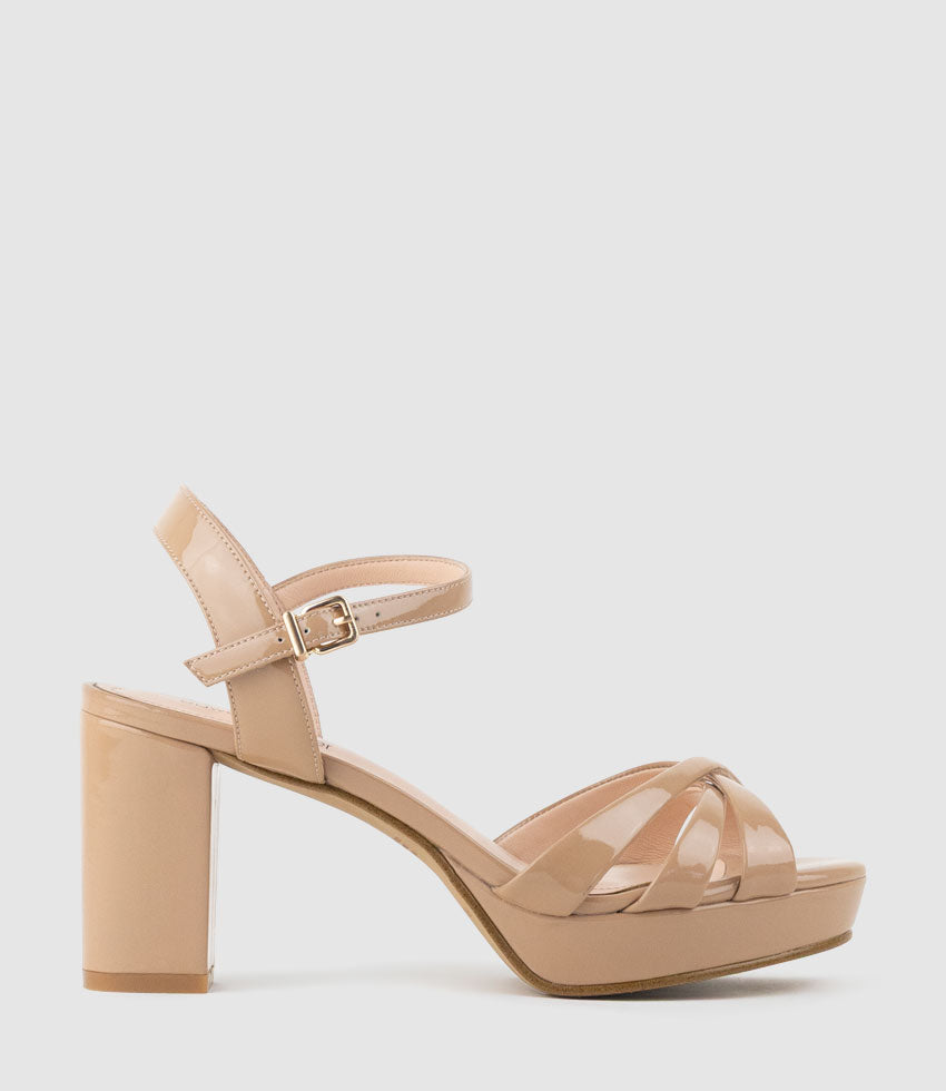 RYLIN80 Multistrap Platform Sandal in Nude Patent - Edward Meller