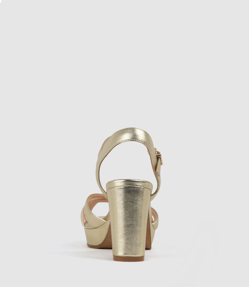 RYLIN80 Multistrap Platform Sandal in Pale Gold - Edward Meller