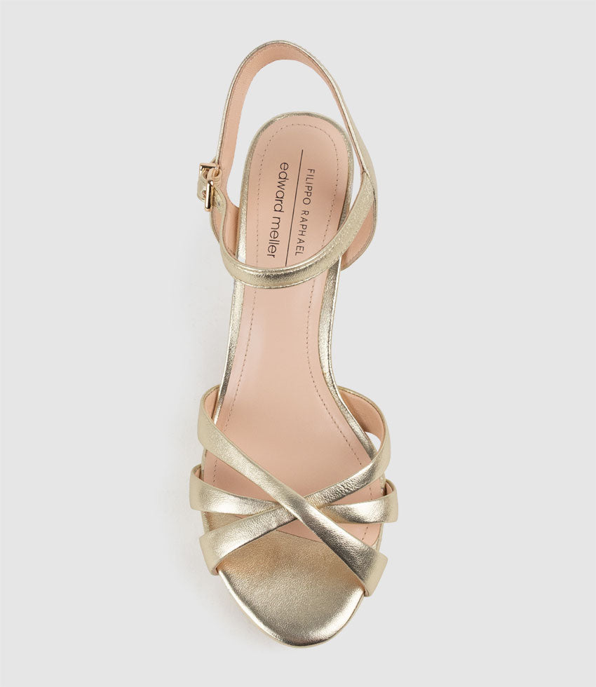 RYLIN80 Multistrap Platform Sandal in Pale Gold - Edward Meller