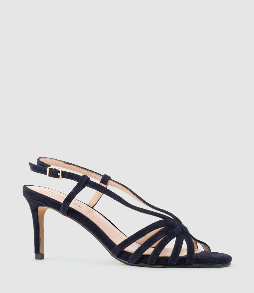 SABINA70 Strappy Sandal in Navy Suede - Edward Meller