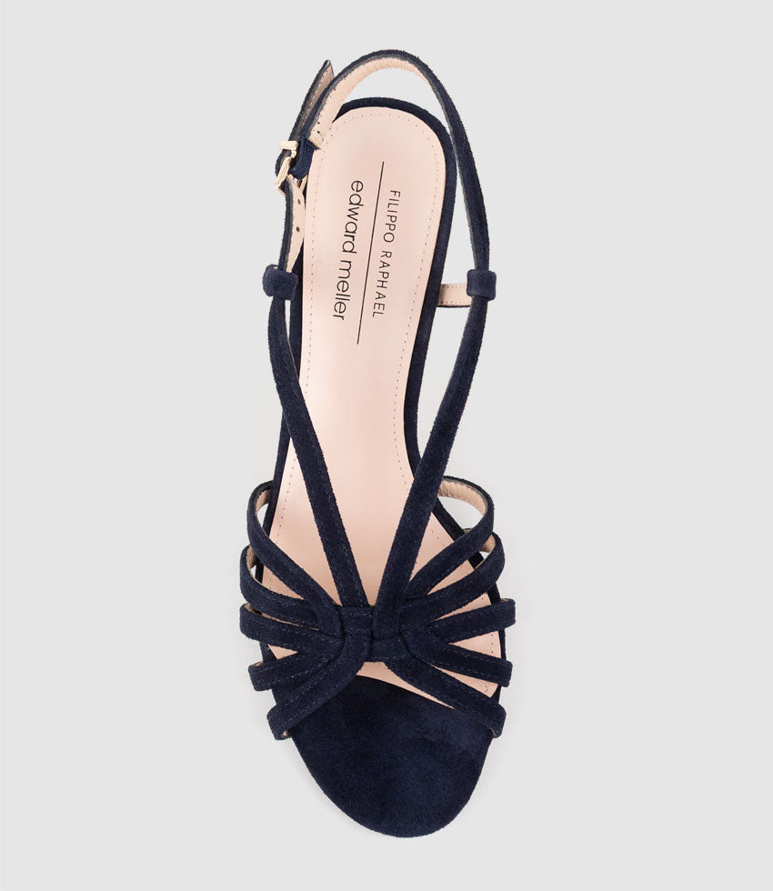 SABINA70 Strappy Sandal in Navy Suede - Edward Meller
