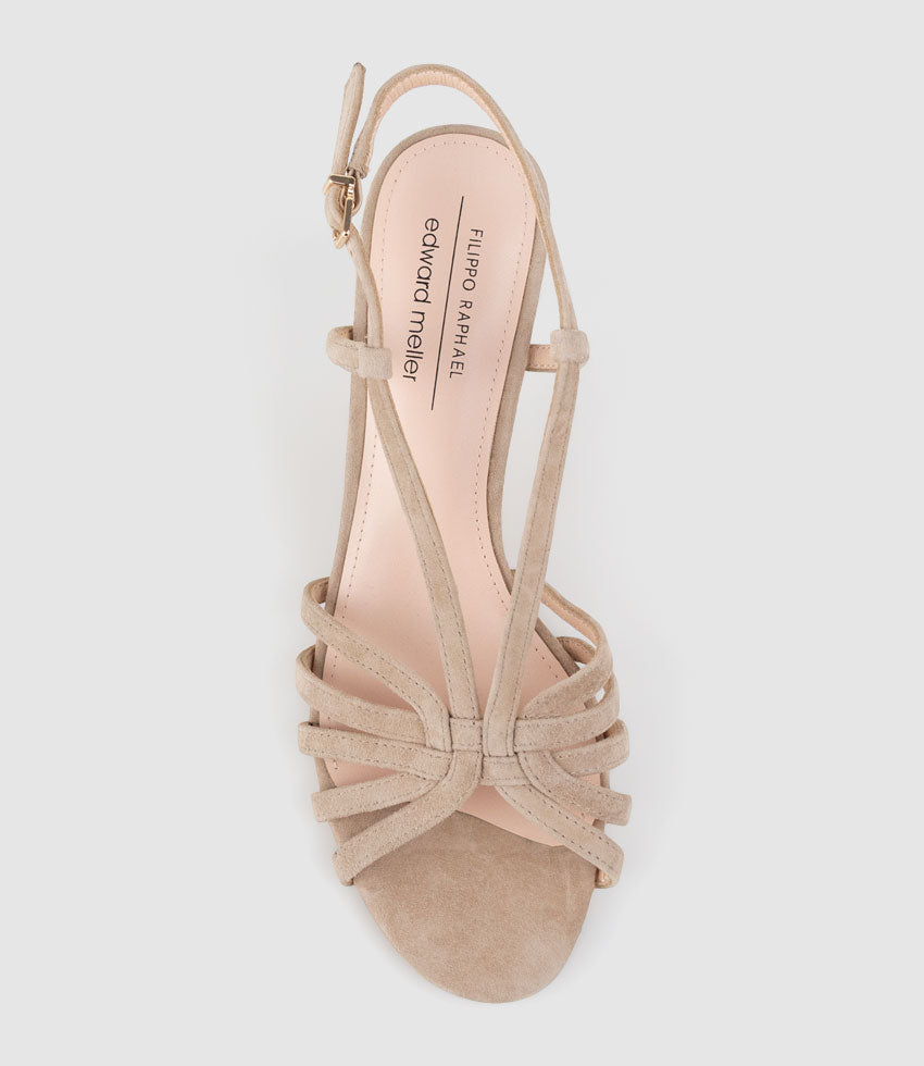 SABINA70 Strappy Sandal in Nude Suede - Edward Meller