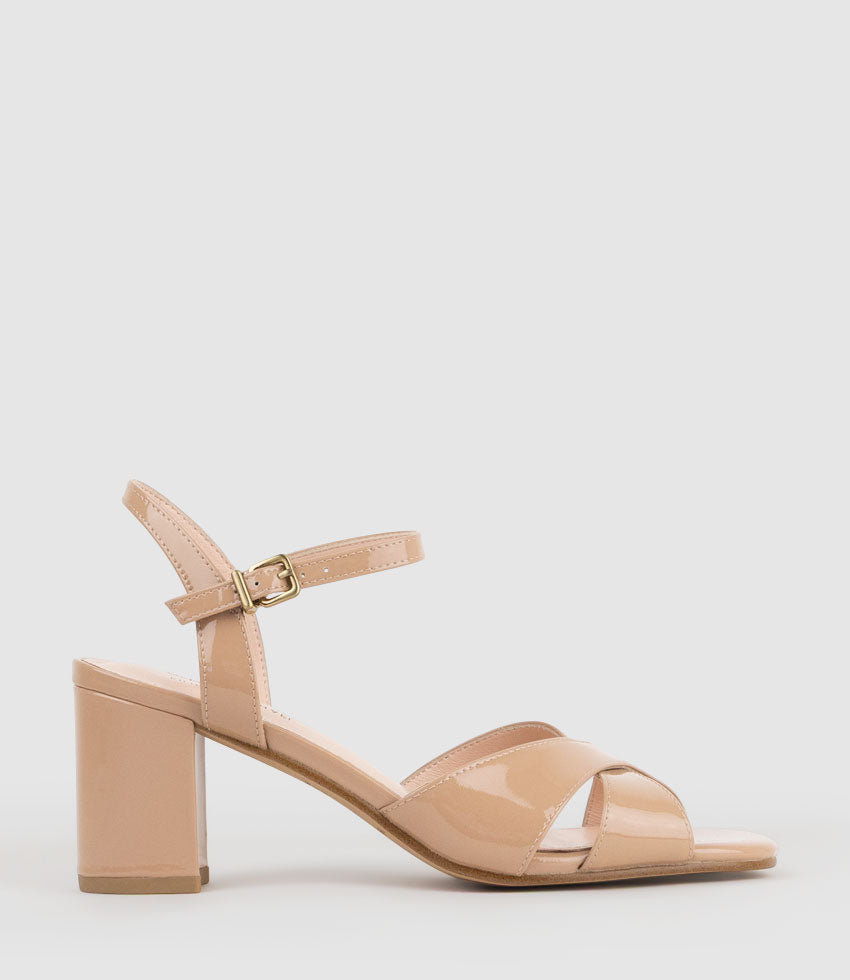 SABRA65 Crossover Sandal in Nude Patent - Edward Meller