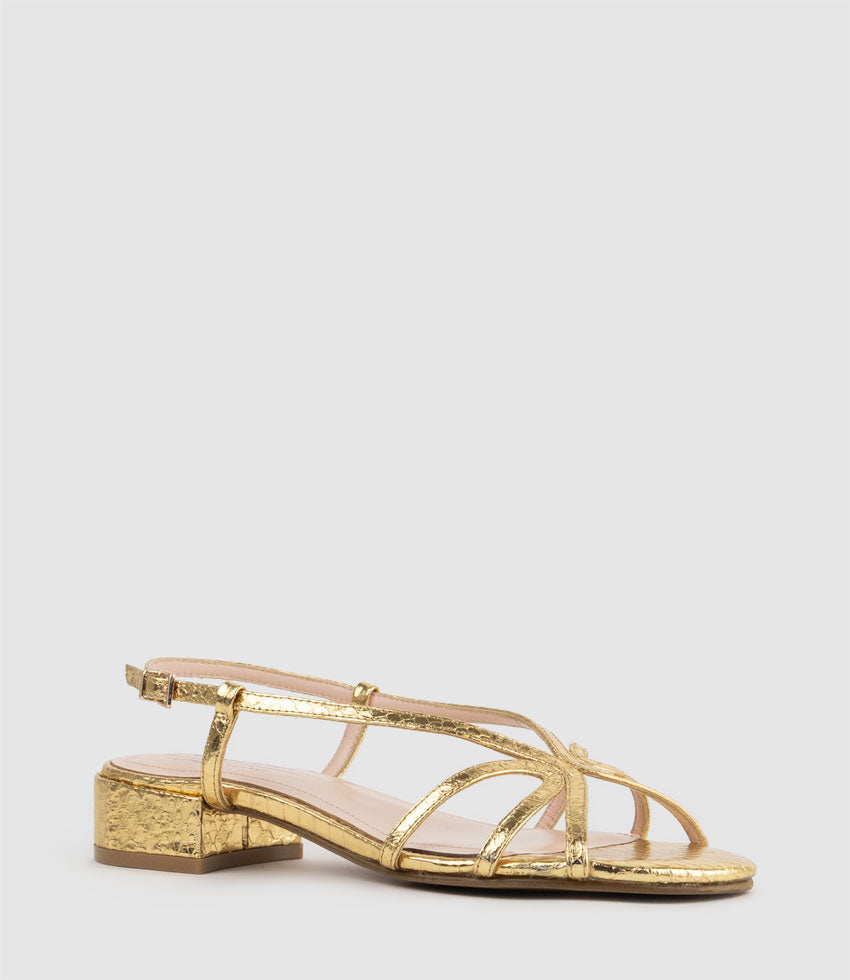 SAISA30 Strappy Sandal in Gold Snake - Edward Meller