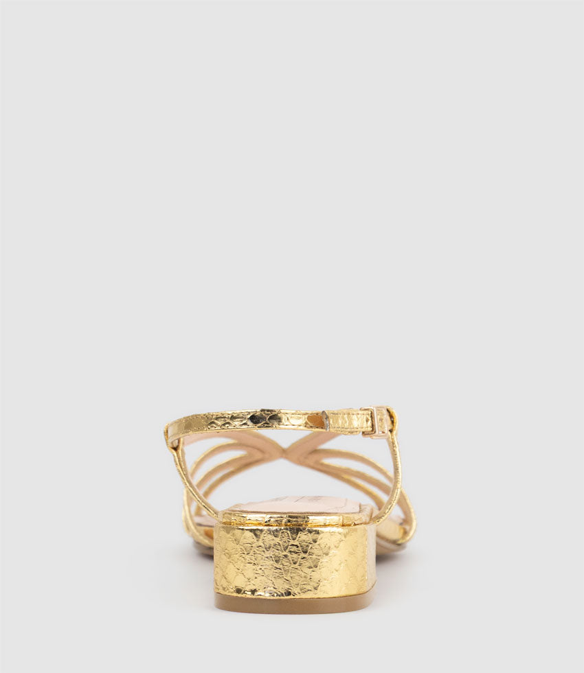 SAISA30 Strappy Sandal in Gold Snake - Edward Meller