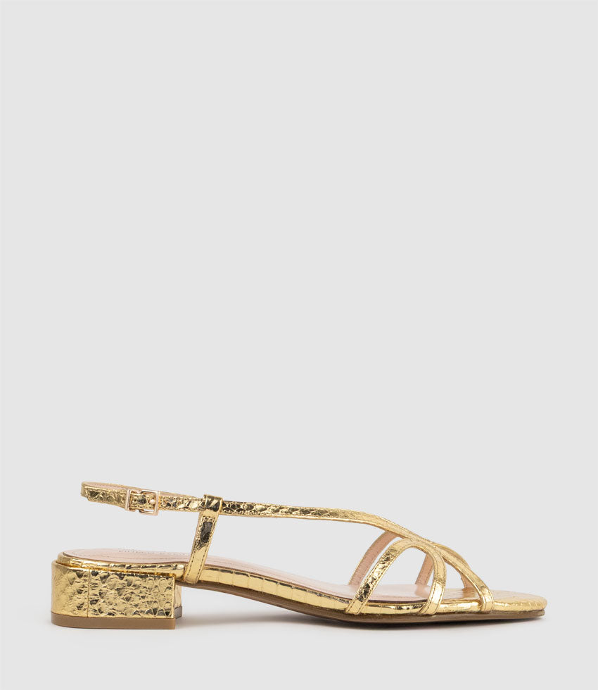 SAISA30 Strappy Sandal in Gold Snake - Edward Meller