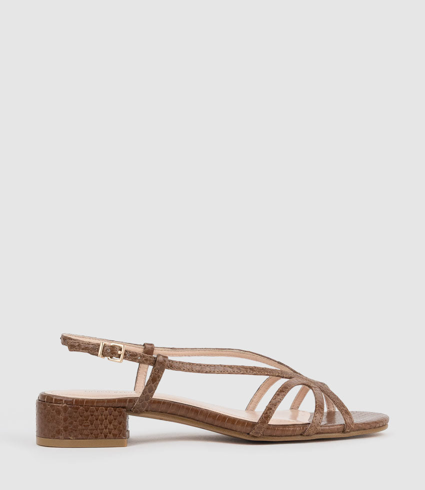 SAISA30 Strappy Sandal in Tan Snake - Edward Meller