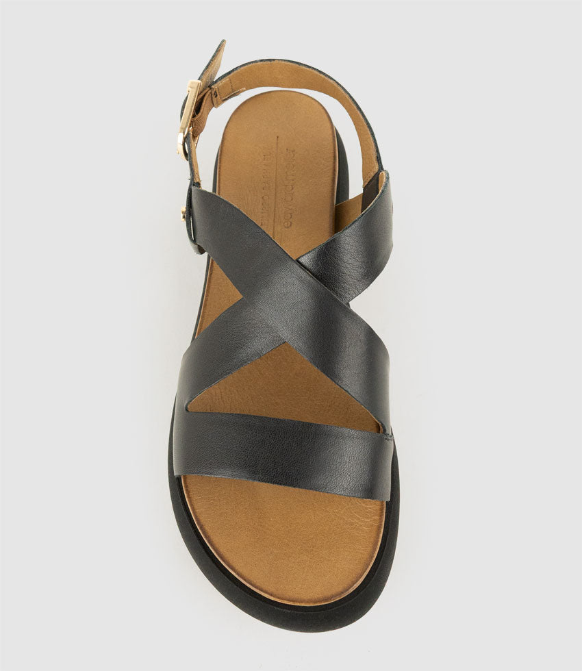 SARILLA Crossover Sandal on Unit in Black - Edward Meller