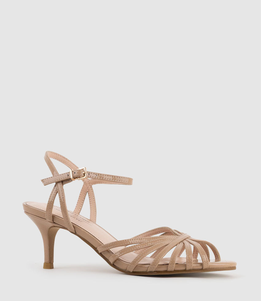 SASSY60 Strappy Sandal in Nude Patent - Edward Meller