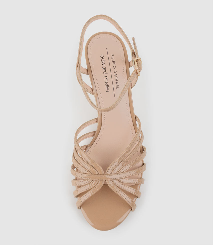 SASSY60 Strappy Sandal in Nude Patent - Edward Meller