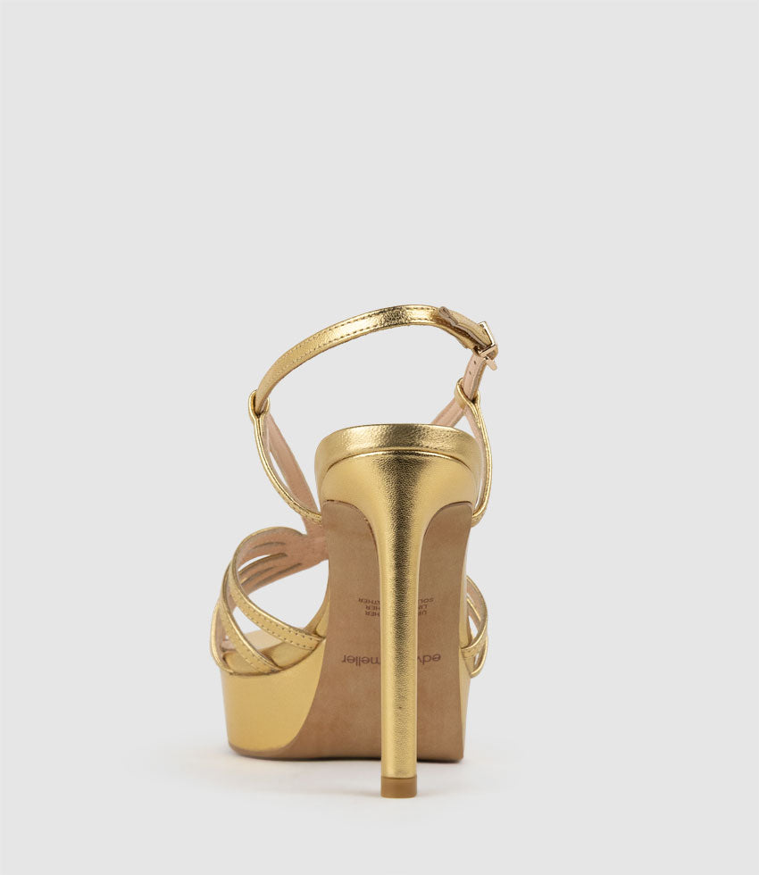 SUMMER110 Strappy Platform Sandal in Aged Gold