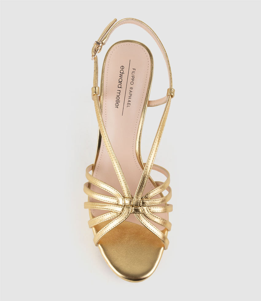 SUMMER110 Strappy Platform Sandal in Aged Gold