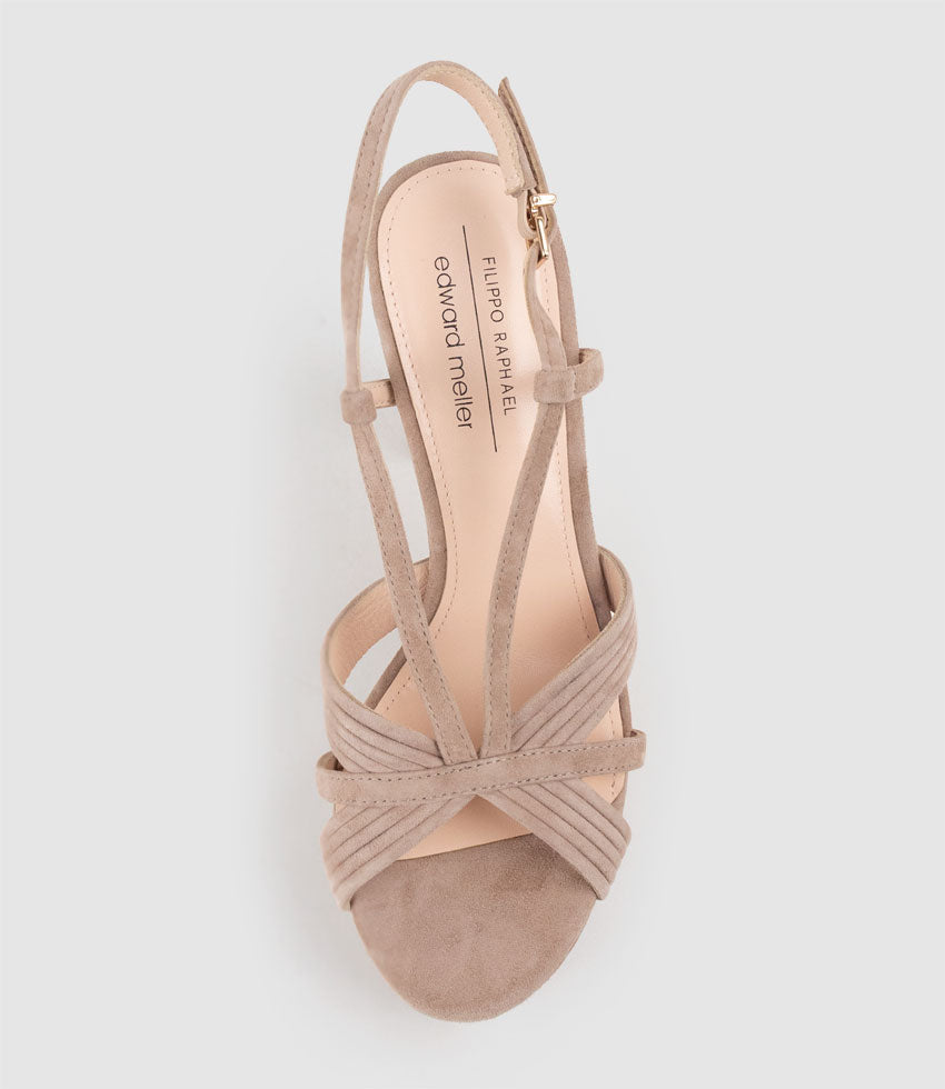 SYRO110 V Strap Platform Sandal in Nude Suede - Edward Meller