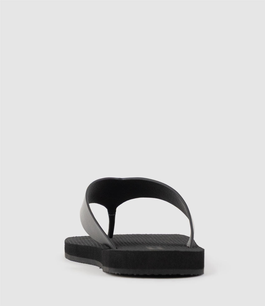 TALITA Leather Thong on Rubber Sole in Black - Edward Meller