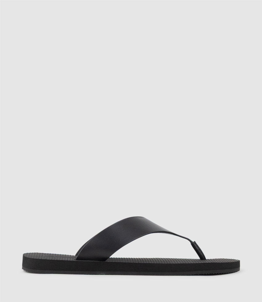 TALITA Leather Thong on Rubber Sole in Black - Edward Meller
